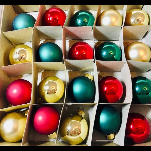 20 Xmas Polish Glass Mini Ball Ornaments Gold Red - Picture 5 of 8